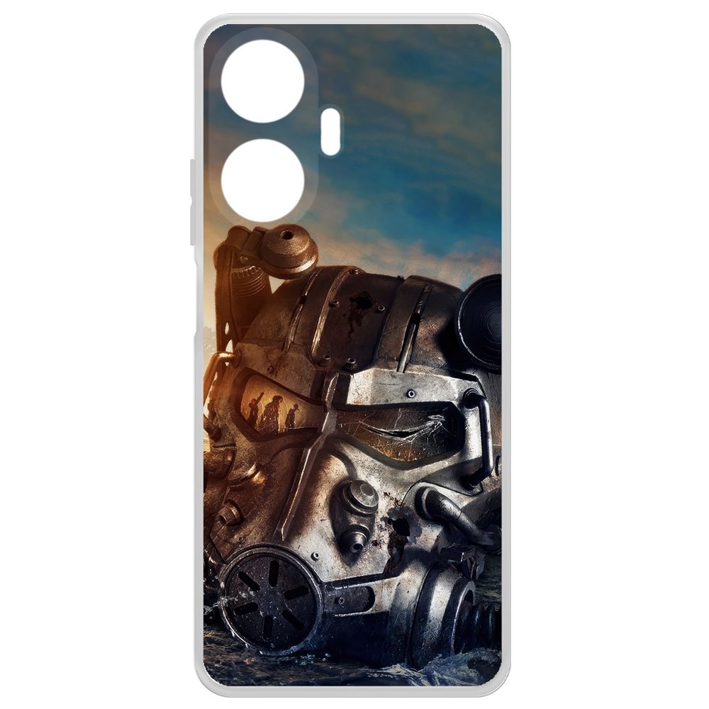

Чехол-накладка Krutoff Clear Case Фоллаут (Fallout) - Шлем Т-60 для Realme C55, Прозрачный