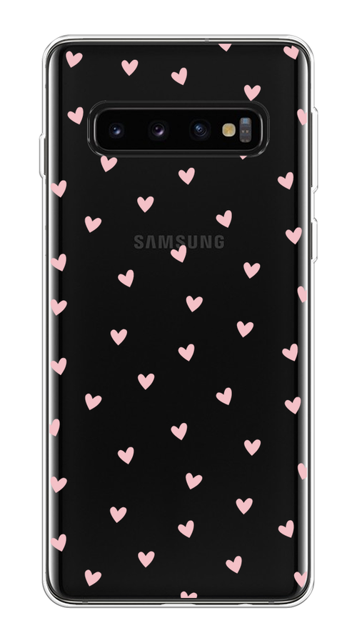 

Чехол на Samsung Galaxy S10 Plus "Розовые сердечки паттерн", Розовый;прозрачный, 27150-1