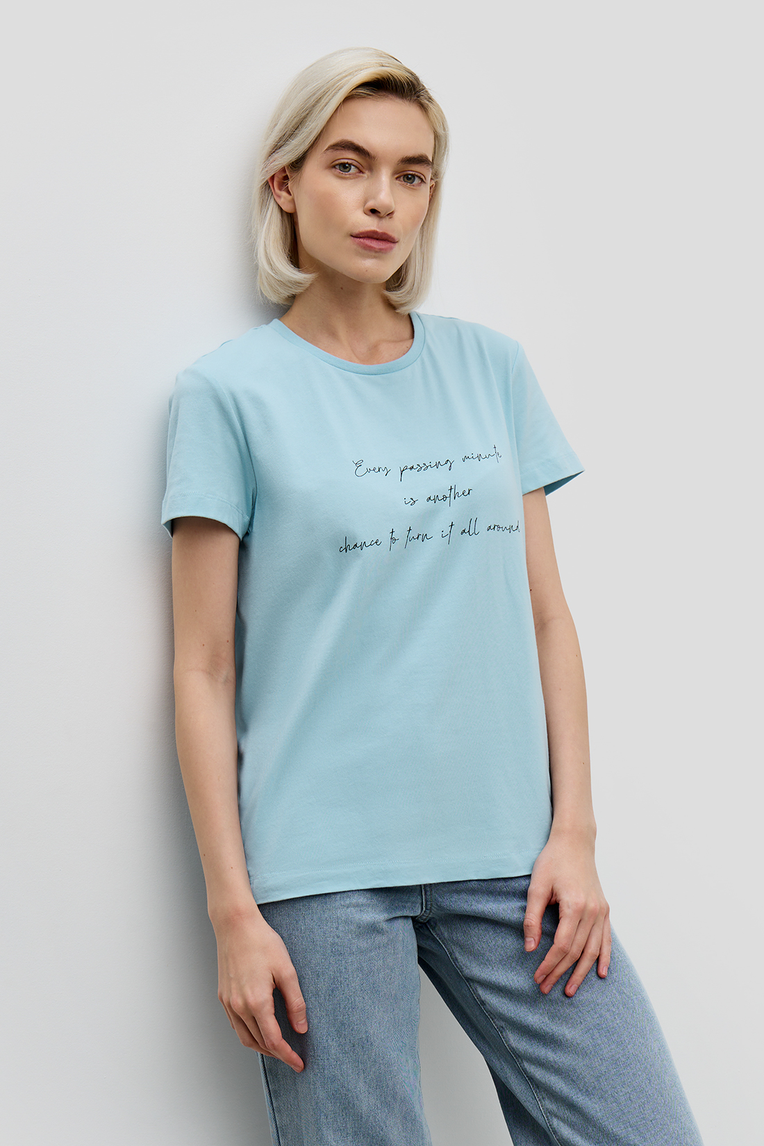 

Футболка женская Baon B2323024 голубая 2XL, Голубой, B2323024