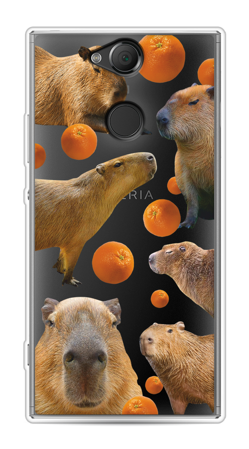 

Чехол на Sony Xperia XA2 "Капибара и апельсины", Бежевый;оранжевый, 53150-1
