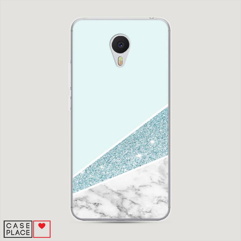 

Чехол Awog на Meizu M3 "Мрамор с голубыми блестками", Голубой;белый, 70350-3