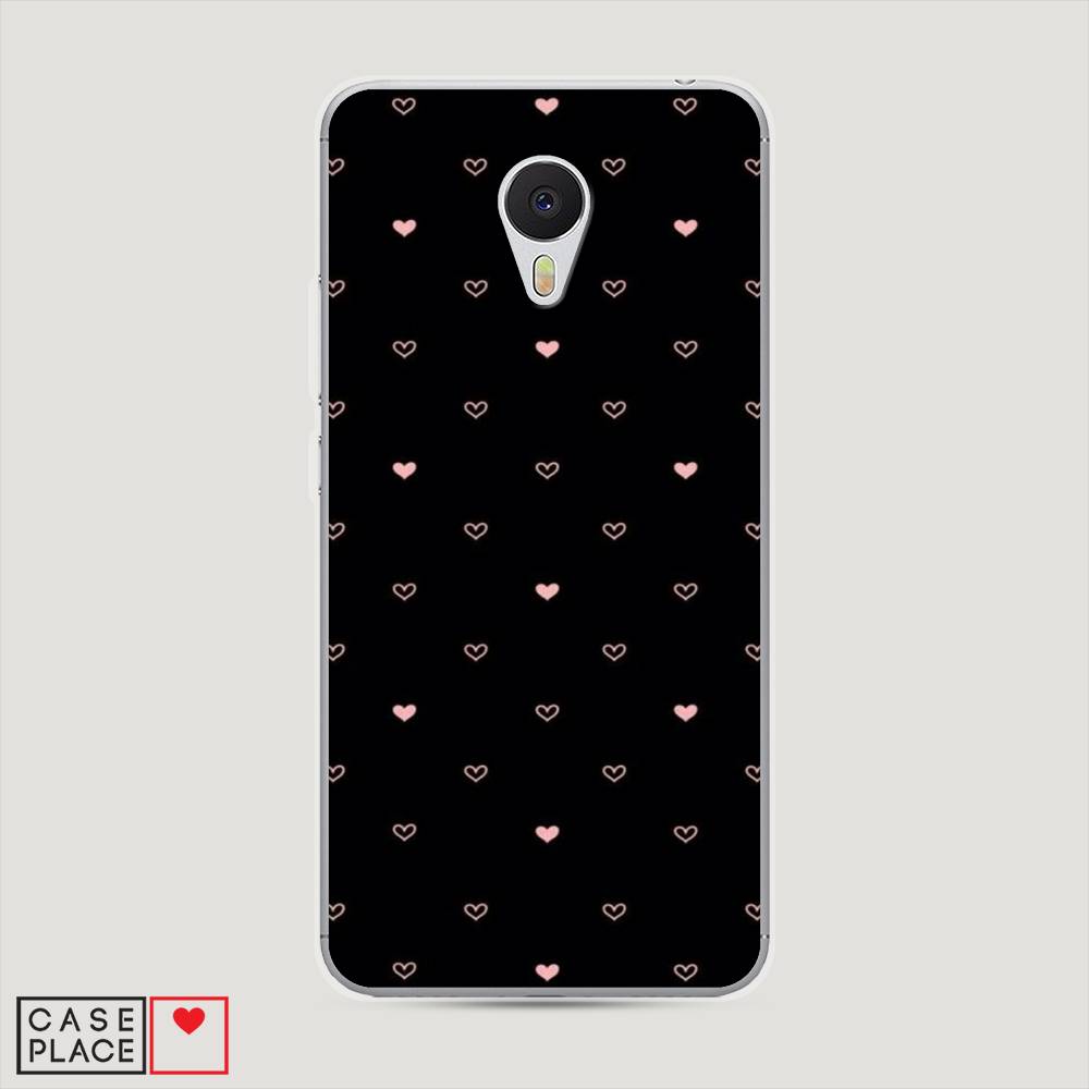 

Чехол Awog на Meizu M3 "Черный фон и сердечки", Розовый;серый;черный, 70350-3