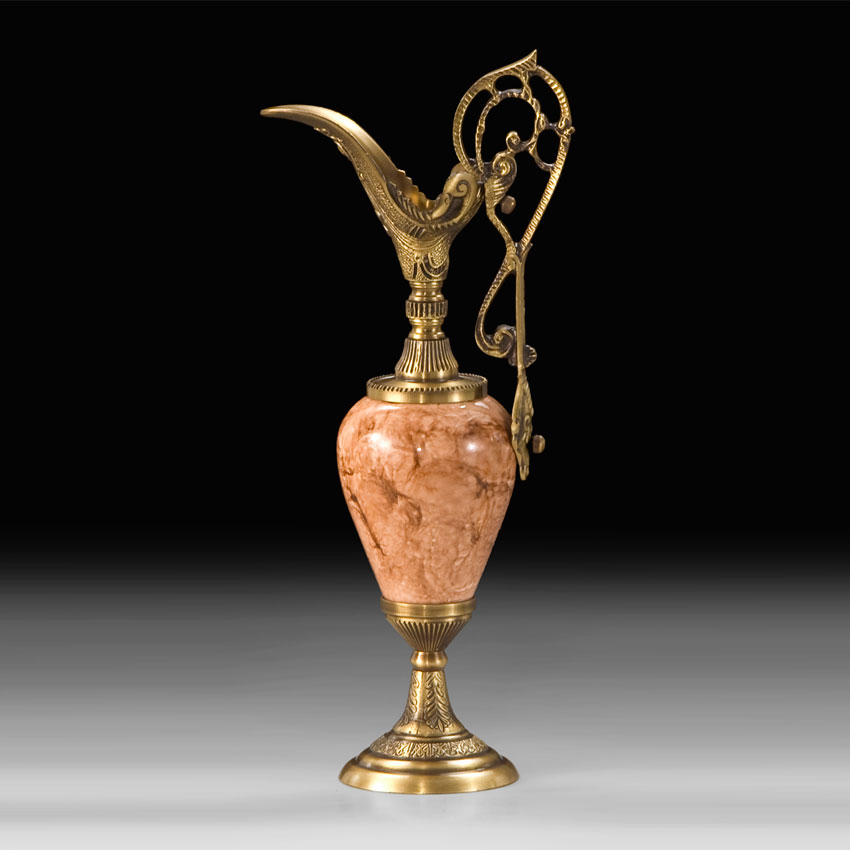 фото Ваза - кувшин клеопатра из бронзы с эмалью под розовый мрамор vr-8556r-a knp-vr-8556r-a virtus 1945