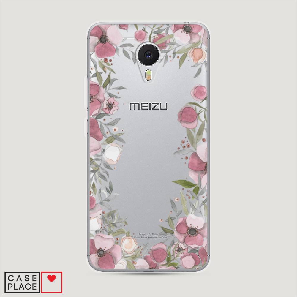 

Чехол Awog на Meizu M3 "Розовая цветочная рамка", Розовый;зеленый, 70350-8