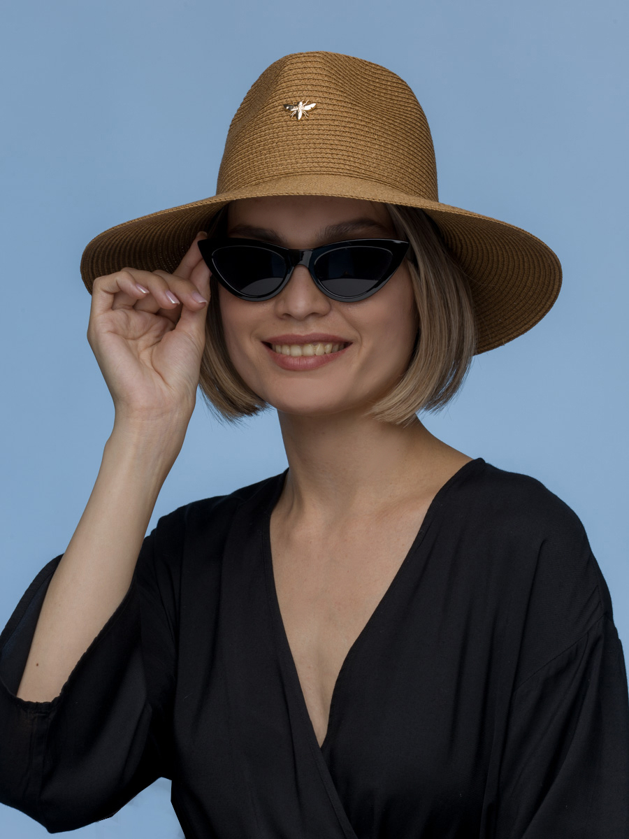 Шляпа женская vintage+ 220LВБ коричневая, р.56-59