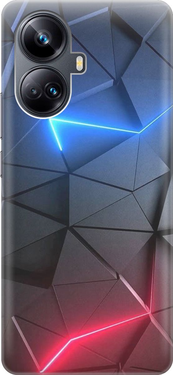

Силиконовый чехол на Realme 10 Pro+ с принтом "Графитовые грани", Серый;синий, 158622