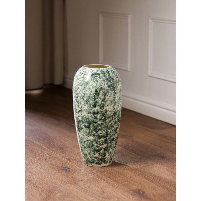 фото Ваза керамическая аурика, напольная, под мрамор, зеленая, 44 см, авторская работа nobrand