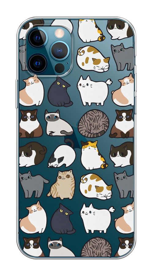 

Чехол Homey на Apple iPhone 12 "Милые котики", Прозрачный;белый;серый, 12550-1