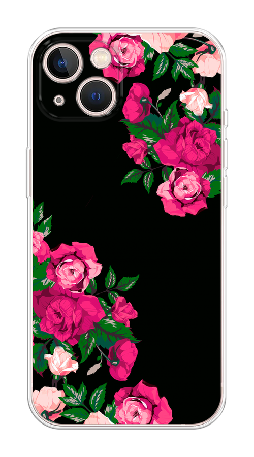 

Чехол Homey на Apple iPhone 13 "Розы фуксия", Черный;розовый;зеленый, 14250-1