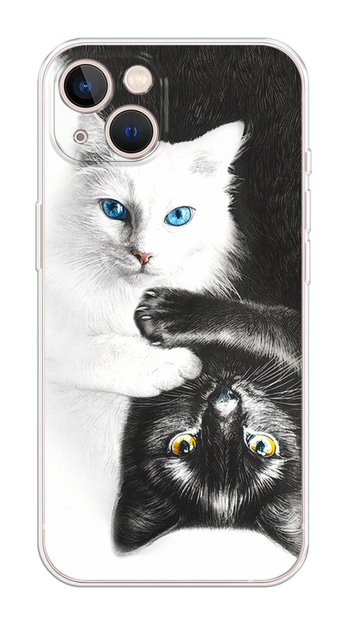 

Чехол Homey на Apple iPhone 13 "Коты Инь-Янь", Черный;белый;голубой, 14250-1