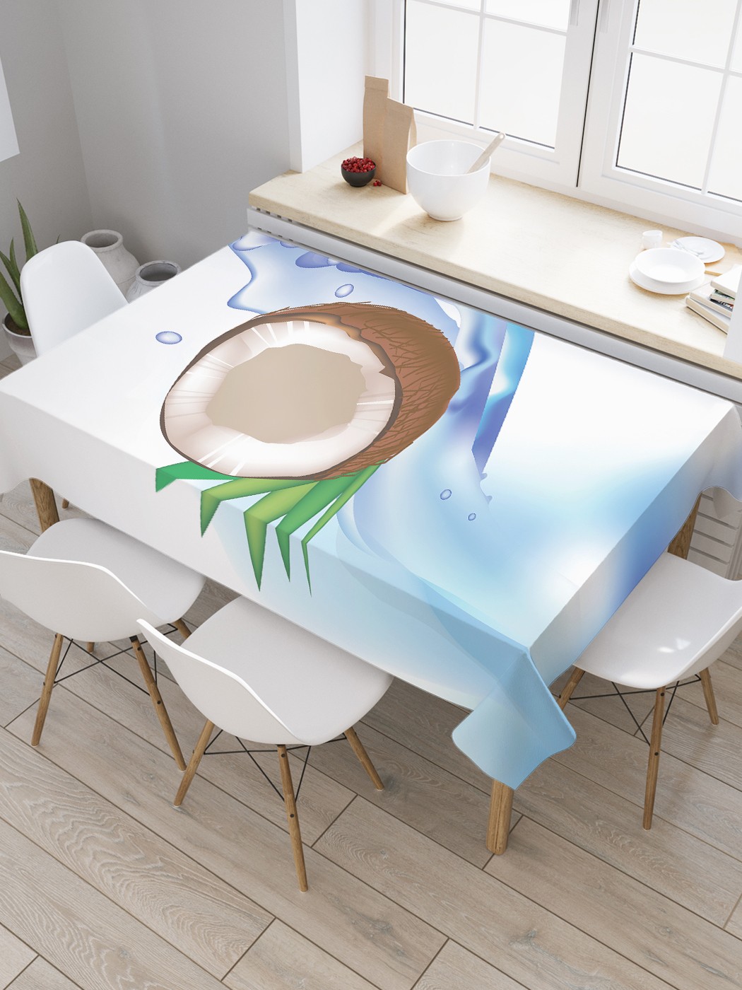 

Скатерть прямоугольная JoyArty "Кокосовое молоко" из оксфорда, 120x145 см, Голубой, Кокосовое молоко