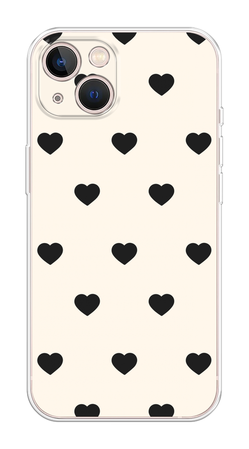 

Чехол Homey на Apple iPhone 13 "Черные сердечки на белом", Черный;белый, 14250-1