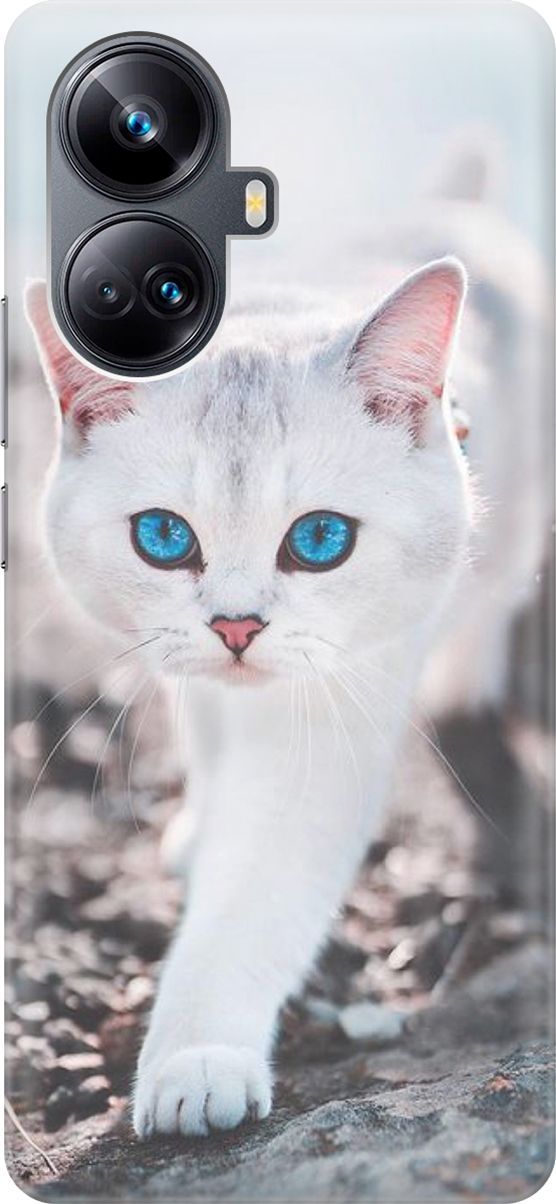 

Силиконовый чехол на Realme 10 Pro+ с принтом "Голубоглазый кот", Белый;серый, 158629