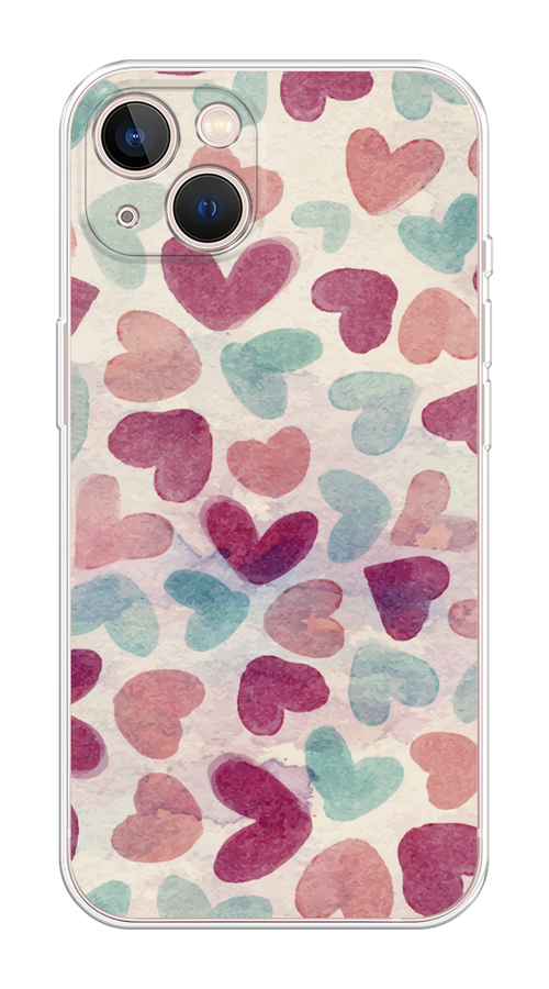 

Чехол Homey на Apple iPhone 13 "Фон из сердечек 4", Розовый;голубой, 14250-1
