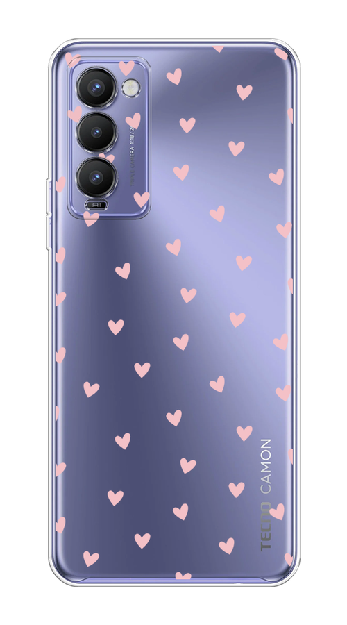 

Чехол на Tecno Camon 18/18T "Розовые сердечки паттерн", Розовый;прозрачный, 300950-1