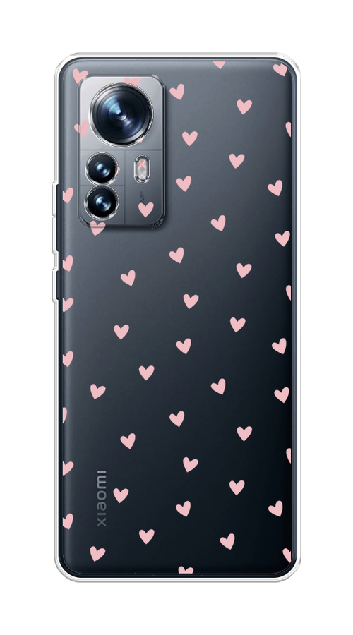 

Чехол на Xiaomi 12 "Розовые сердечки паттерн", Розовый;прозрачный, 312350-1