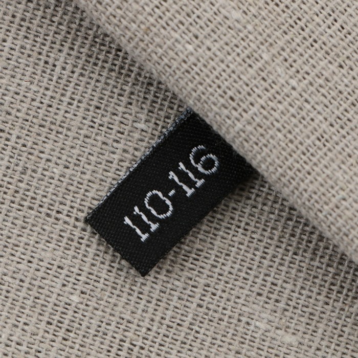 Нашивка текстильная 110-116, 5 х 1.1 см, цвет чёрный 100 шт.