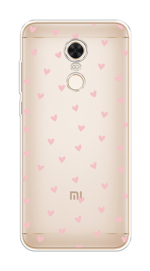 

Чехол на Xiaomi Redmi 5 Plus "Розовые сердечки паттерн", Розовый;прозрачный, 33150-1