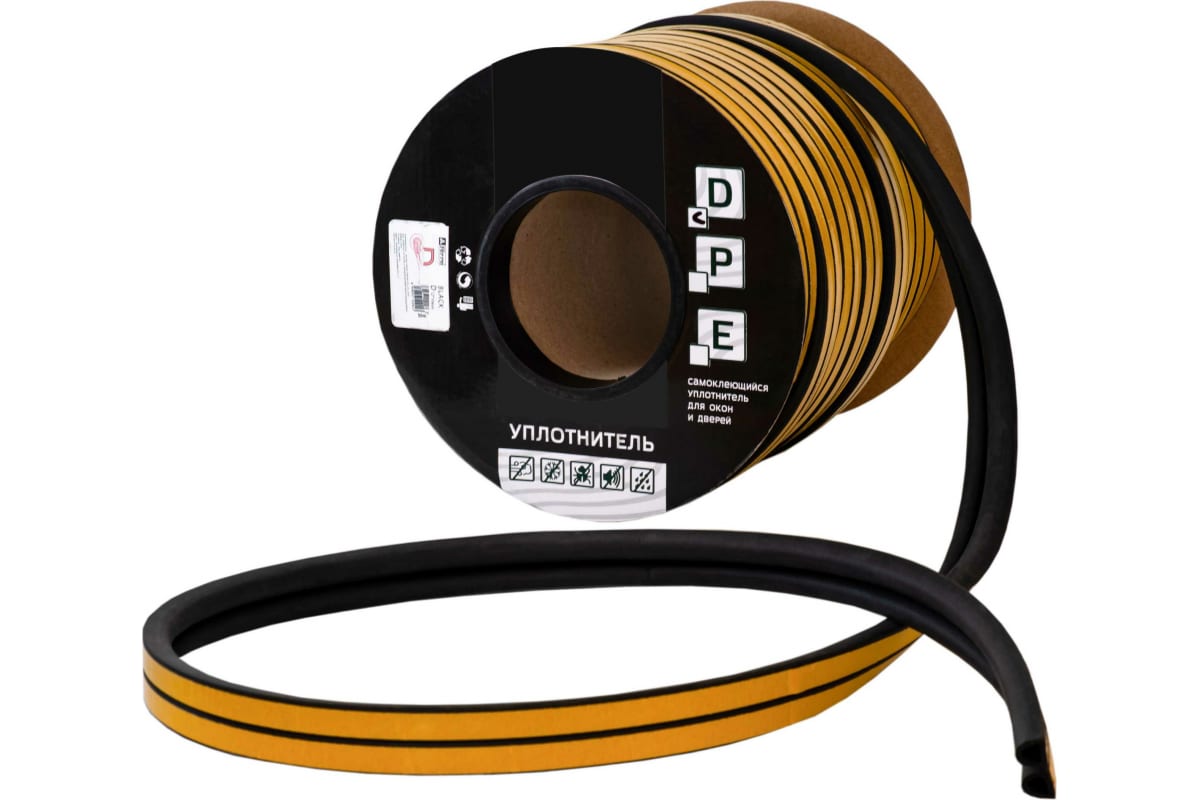 

Уплотнитель VETTORE профиль D 12x14 мм, 40 м, Black черный 20456