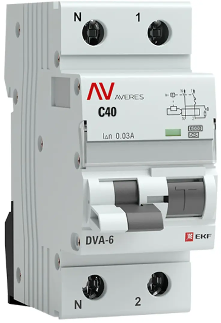 

Дифференциальный автомат EKF Averes DVA-6 1P N C40 A 30 мА 6 кА A