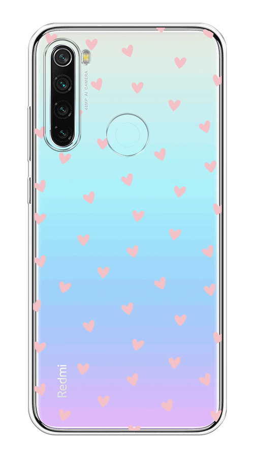 

Чехол на Xiaomi Redmi Note 8 "Розовые сердечки паттерн", Розовый;прозрачный, 36550-1