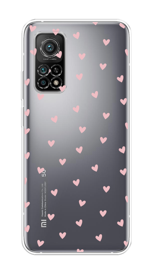 

Чехол на Xiaomi Mi 10T/Mi 10T Pro "Розовые сердечки паттерн", Розовый;прозрачный, 39350-1