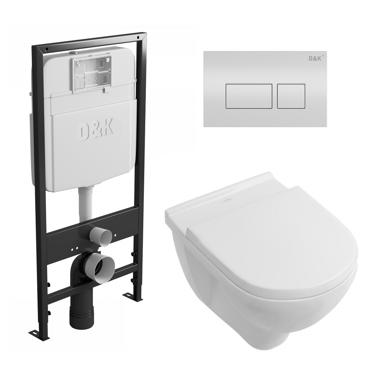 

Комплект: инсталляция D&K + унитаз O Novo Directflush + кнопка прямоугольная белая, 534304