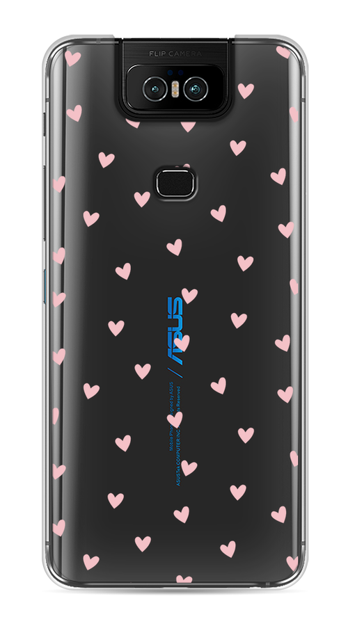 

Чехол на Asus Zenfone 6 ZS630KL "Розовые сердечки паттерн", Розовый;прозрачный, 43950-1