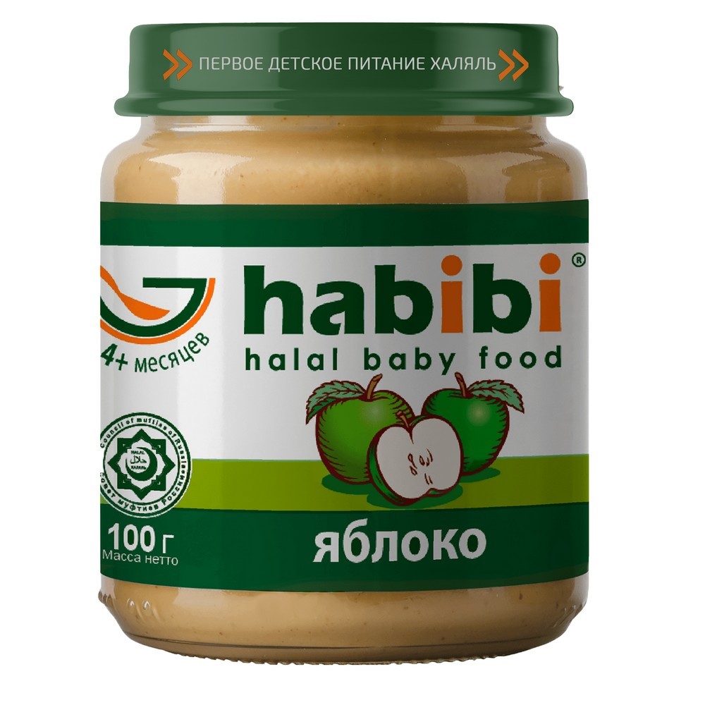 фото Пюре фруктовое habibi яблоко с 4 мес. 100 г, 1 шт.