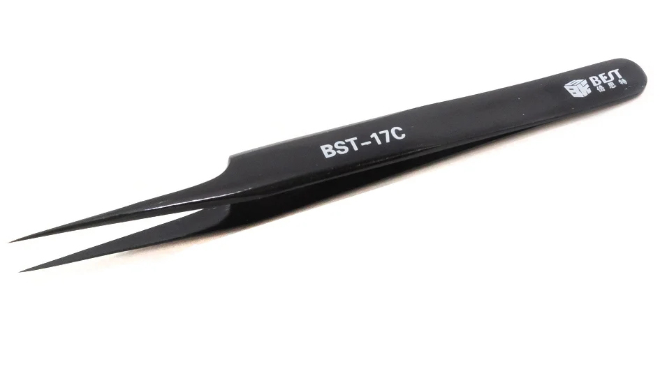 Пинцет с прямым наконечником Best BST-17C (115мм) черный, 1003390234T пинцет для занятий по методике монтессори