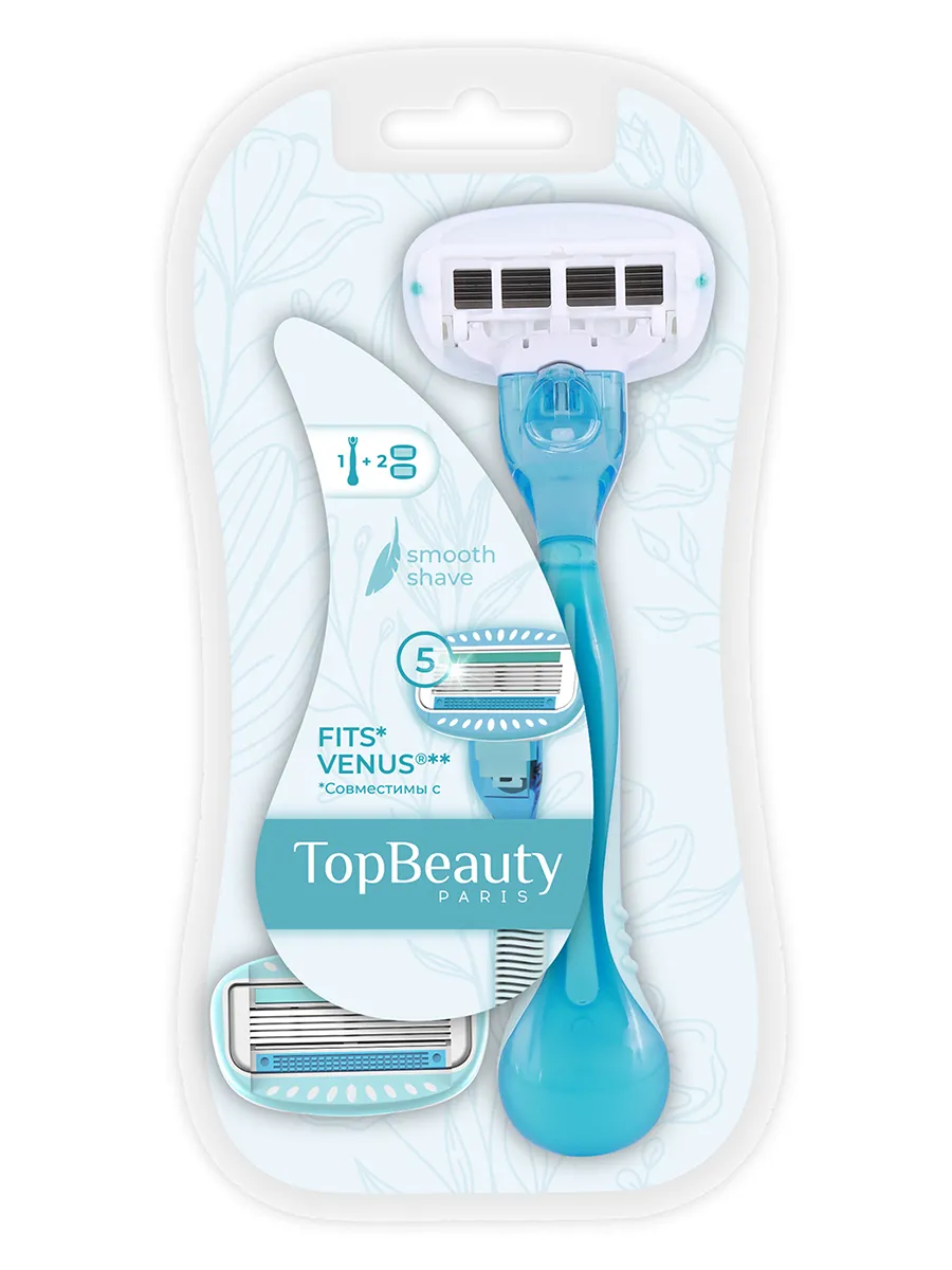 Бритва TopBeauty Paris, бритва + 2 сменные кассеты, Франция. Совместимы с Gillette Venus