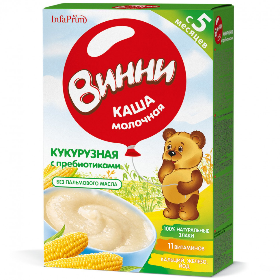 

Каша Винни молочная кукурузная с пребиотиком 200 г с 5 мес