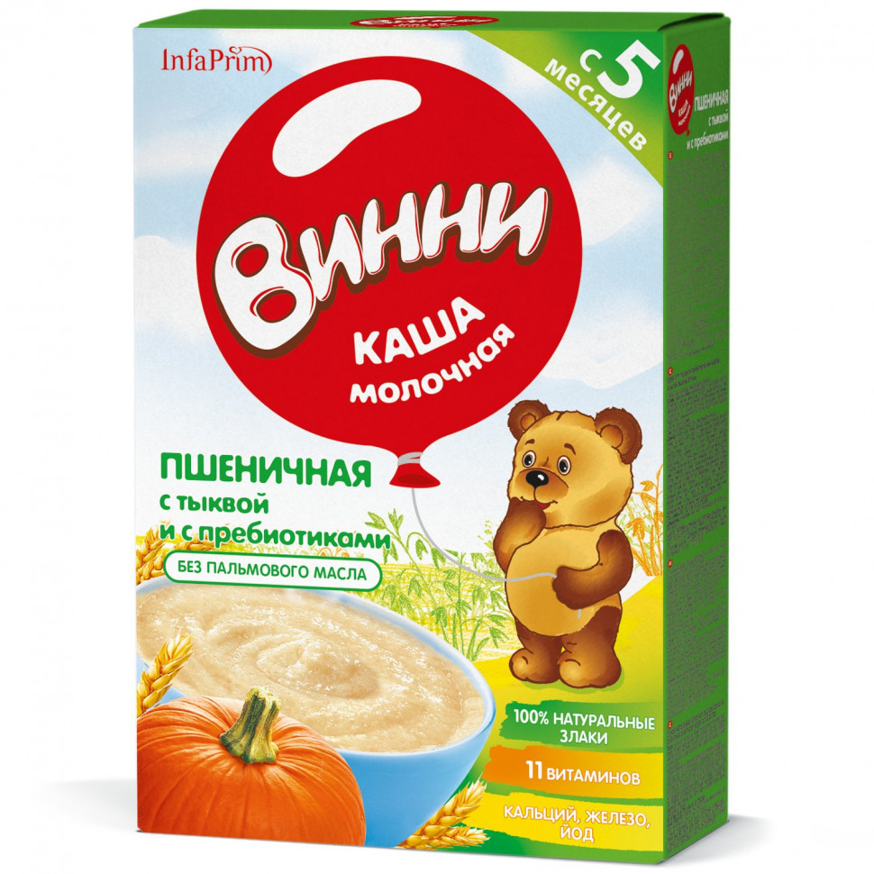 

Каша Винни молочная пшеничная-тыква с пребиотиком 200 г с 5 мес