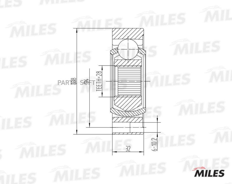 

Шрус Кпп Audi 80,90,100,A4,A6/Vw Passat Miles арт. GA10040