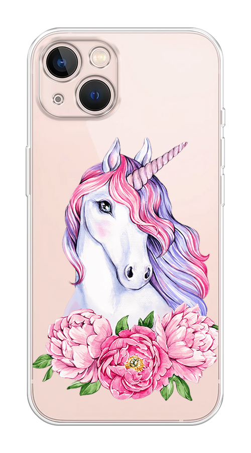 

Чехол Homey на Apple iPhone 13 "Единорог с пионами", Розовый;белый;зеленый, 14250-1