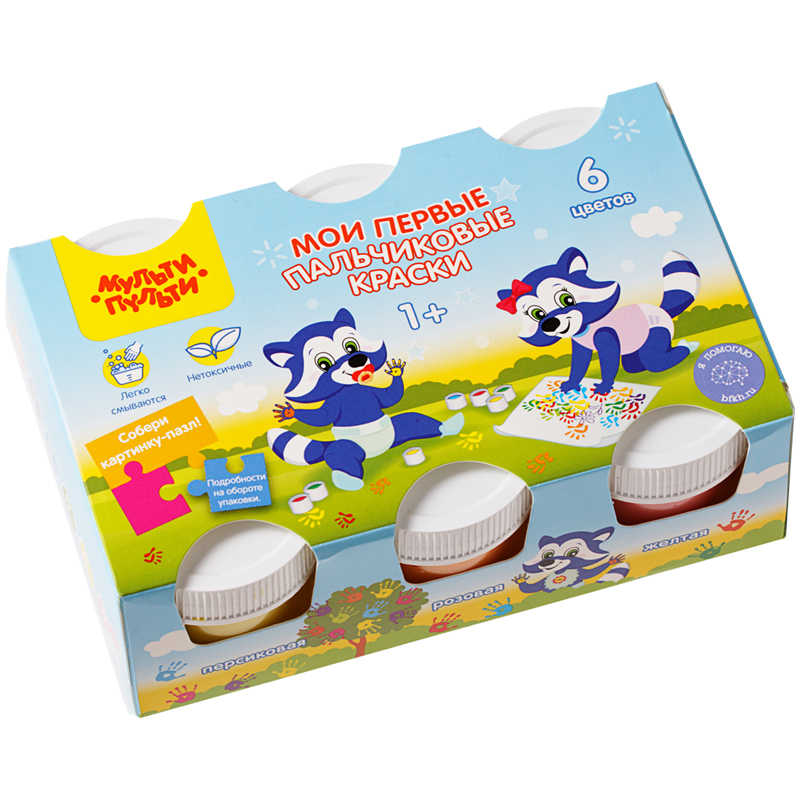 Краски пальчиковые Мульти-Пульти Мои первые пальчиковые краски, 06 цветов, 210 мл