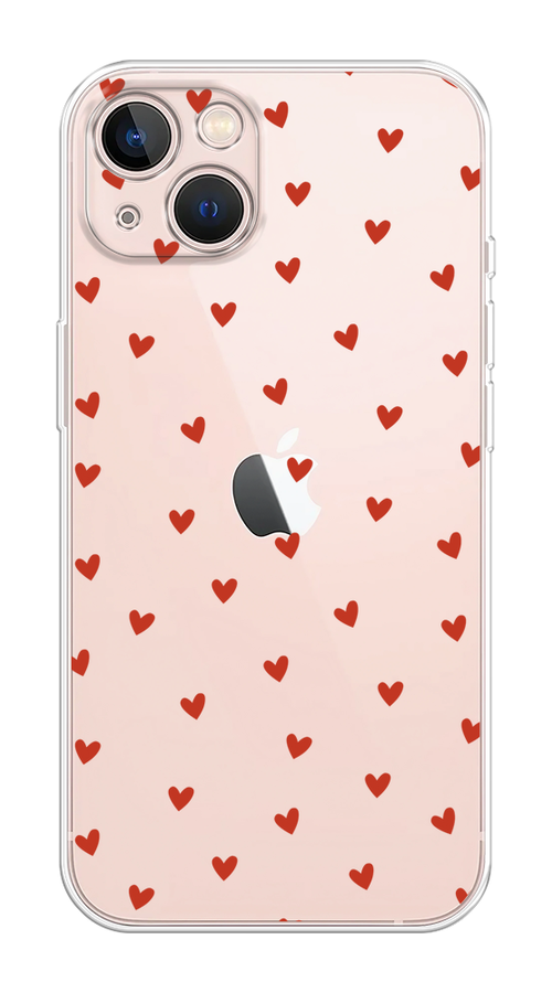 

Чехол Homey на Apple iPhone 13 "Red hearts", Красный;прозрачный, 14250-1