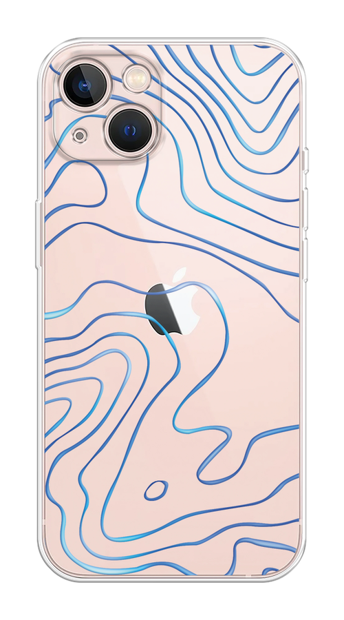 

Чехол Homey на Apple iPhone 13 "Blue lines", Прозрачный;синий, 14250-1