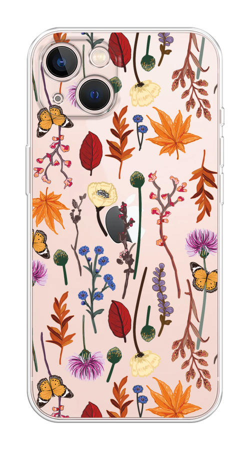 

Чехол Homey на Apple iPhone 13 "Orange Purple flowers", 14250-1