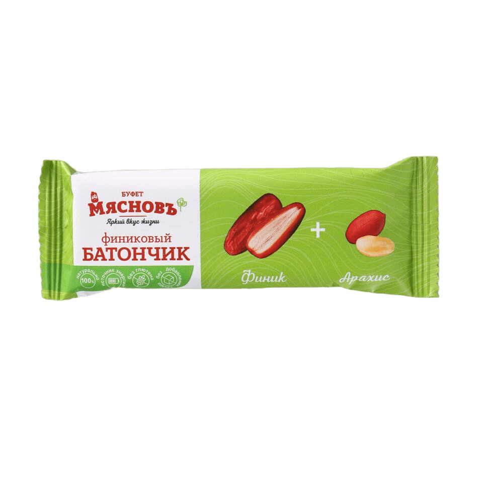 

Фруктовый батончик МясновЪ БУФЕТ финиковый с арахисом 42 г