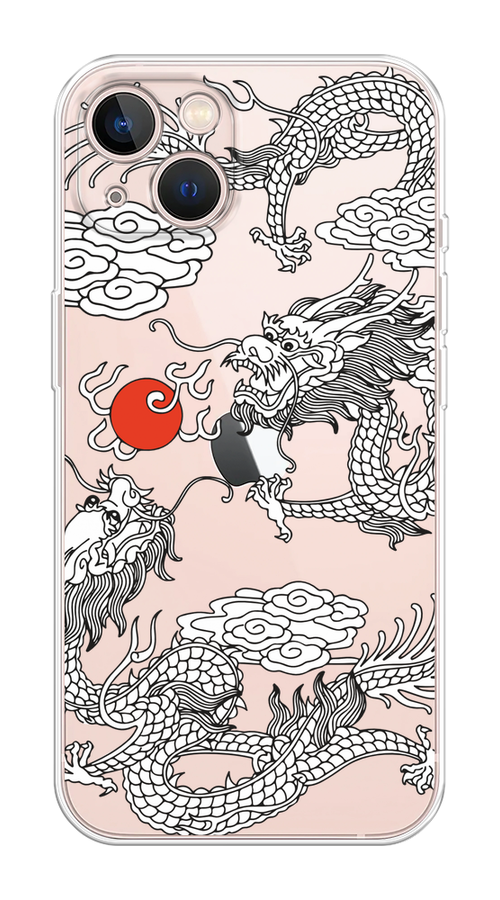 

Чехол Homey на Apple iPhone 13 "Драконы с ножом", Прозрачный;черный;белый, 14250-1