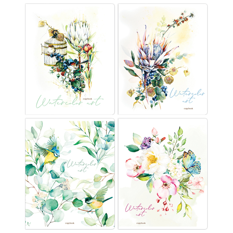 

Тетрадь 48л., А5, клетка ArtSpace "Цветы. Watercolor flowery", матовая ламинация, (10шт.)