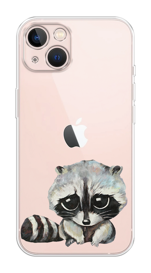 

Чехол Homey на Apple iPhone 13 "Большеглазый енот", Серый;черный;прозрачный, 14250-1