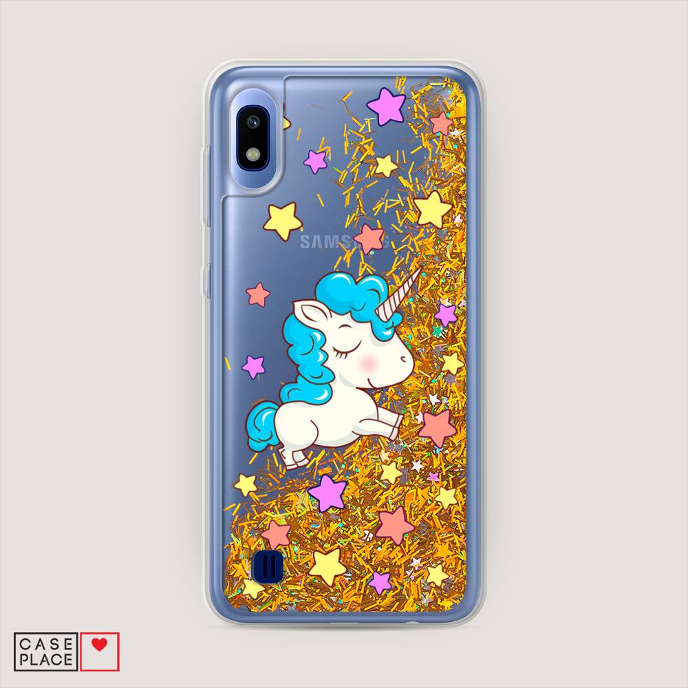 

Жидкий чехол с блестками "Звездный единорог" на Samsung Galaxy A10, 27990-1