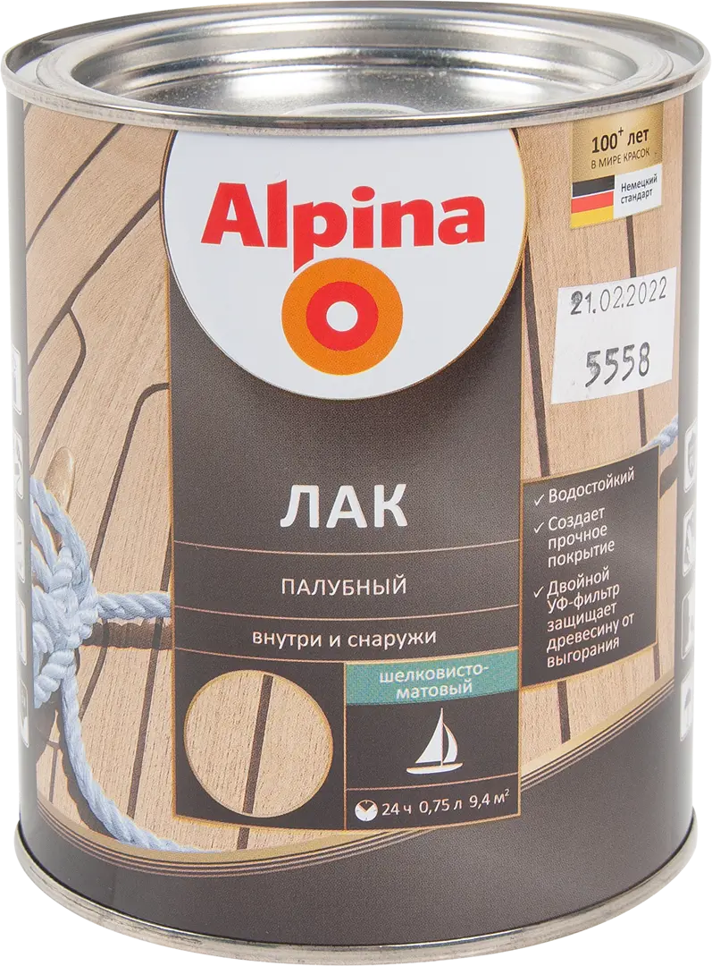 

Лак палубный Alpina шелково-матовый 0.75 л, Прозрачный