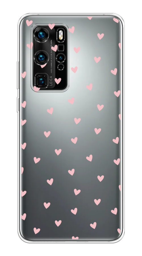 

Чехол на Huawei P40 Pro "Розовые сердечки паттерн", Розовый;прозрачный, 610950-1