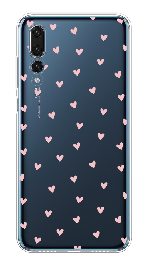 

Чехол на Huawei P20 Pro "Розовые сердечки паттерн", Розовый;прозрачный, 65050-1