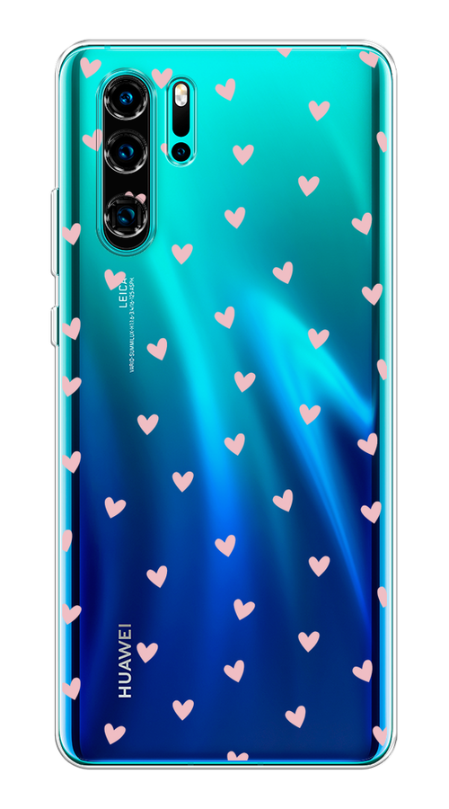 

Чехол на Huawei P30 Pro "Розовые сердечки паттерн", Розовый;прозрачный, 67650-1