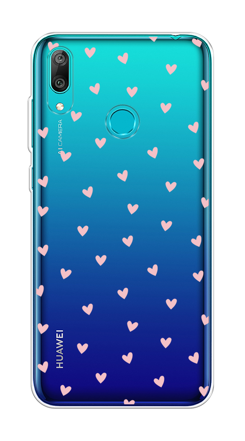 

Чехол на Huawei Y7 2019 "Розовые сердечки паттерн", Розовый;прозрачный, 68450-1