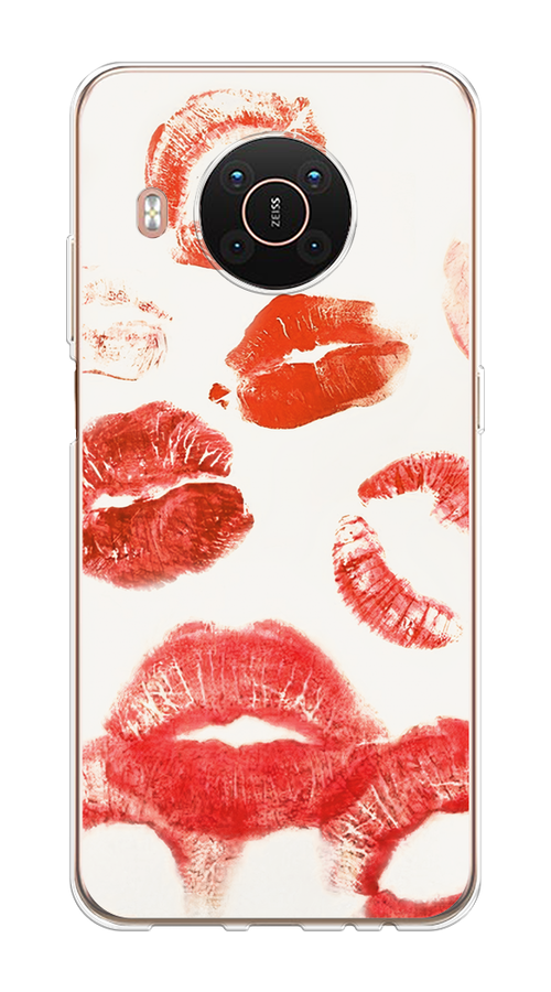

Чехол на Nokia X20/X10 "Следы помады", Красный;бордовый;белый, 124750-1
